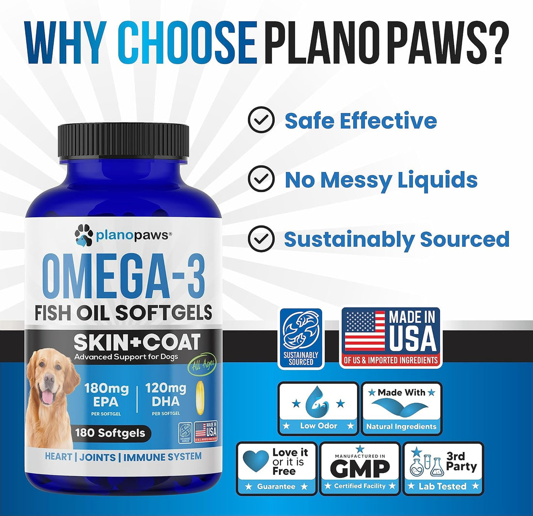 Omega 3 Fish Oil for Dogs Capsules - Salmon Oil for Dogs