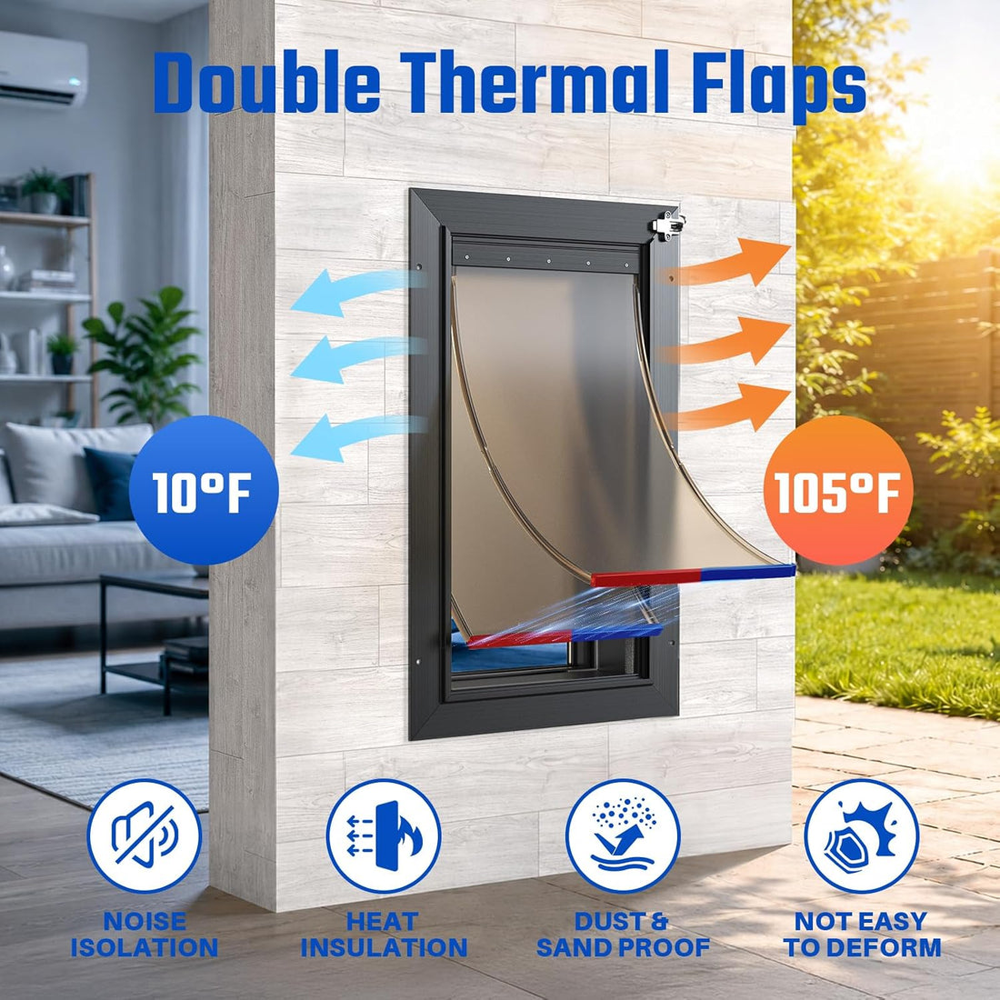 Dog Door for Wall, All Aluminum Large Doggy Door Doggie door