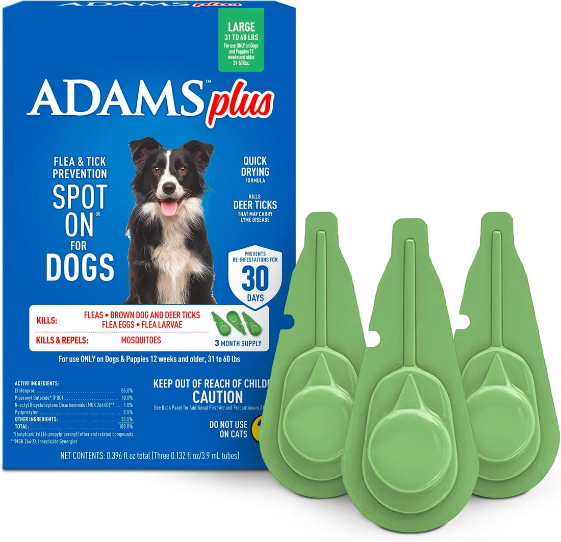 ADAMS Plus Flea & Tick Prevention Spot On for Extra Large Dogs, 3 Pack
