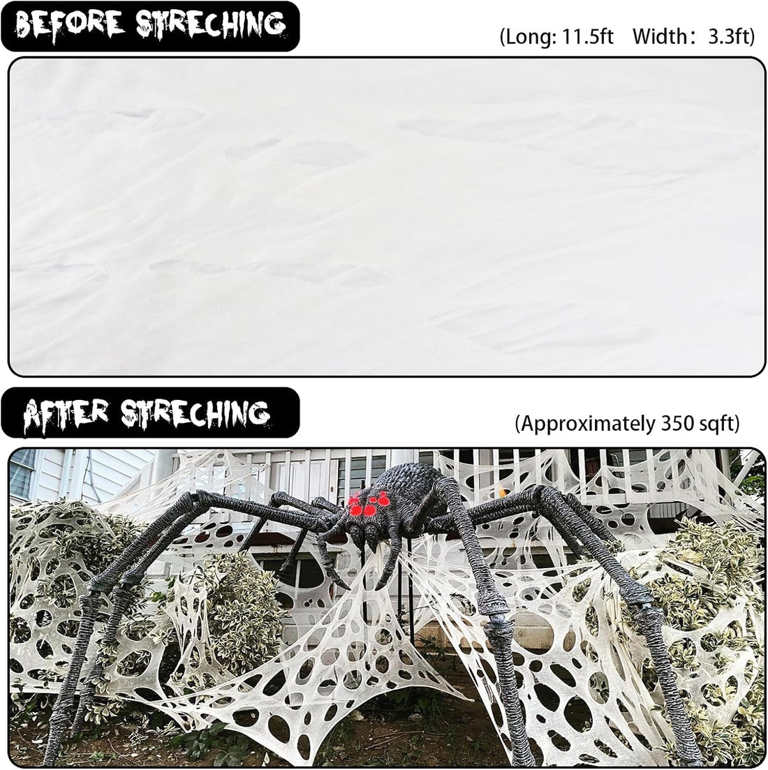 Runleo 2 Pack Giant Spider Webs Halloween Decorations Outdoor Beef