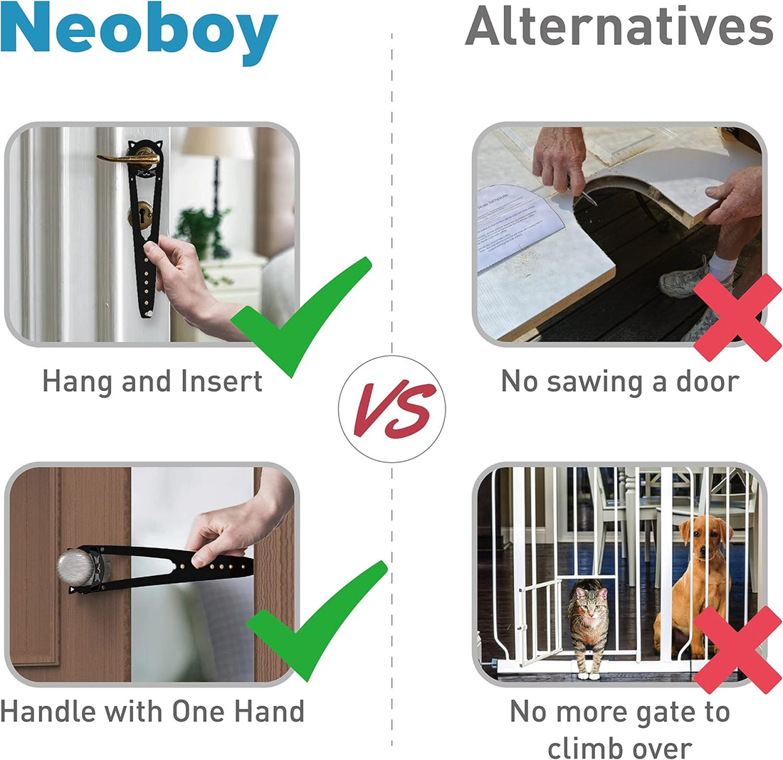Neobay Cat Door Latch with Stabilizer, Keeps Dogs Out of Litter Box