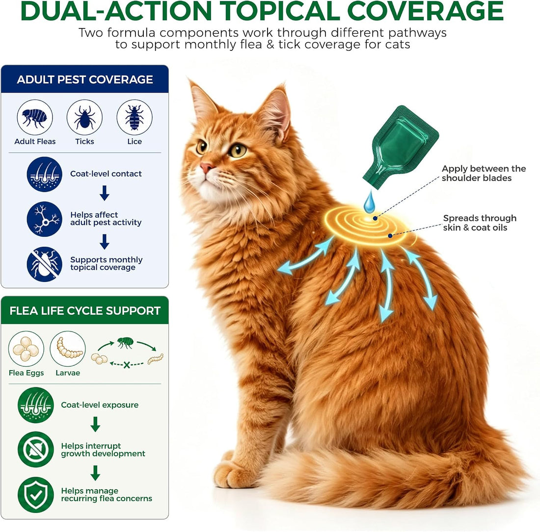 Flea and Tick for Cats, Cat Flea & Tick Topical Drops, 6 pc 8+ Weeks