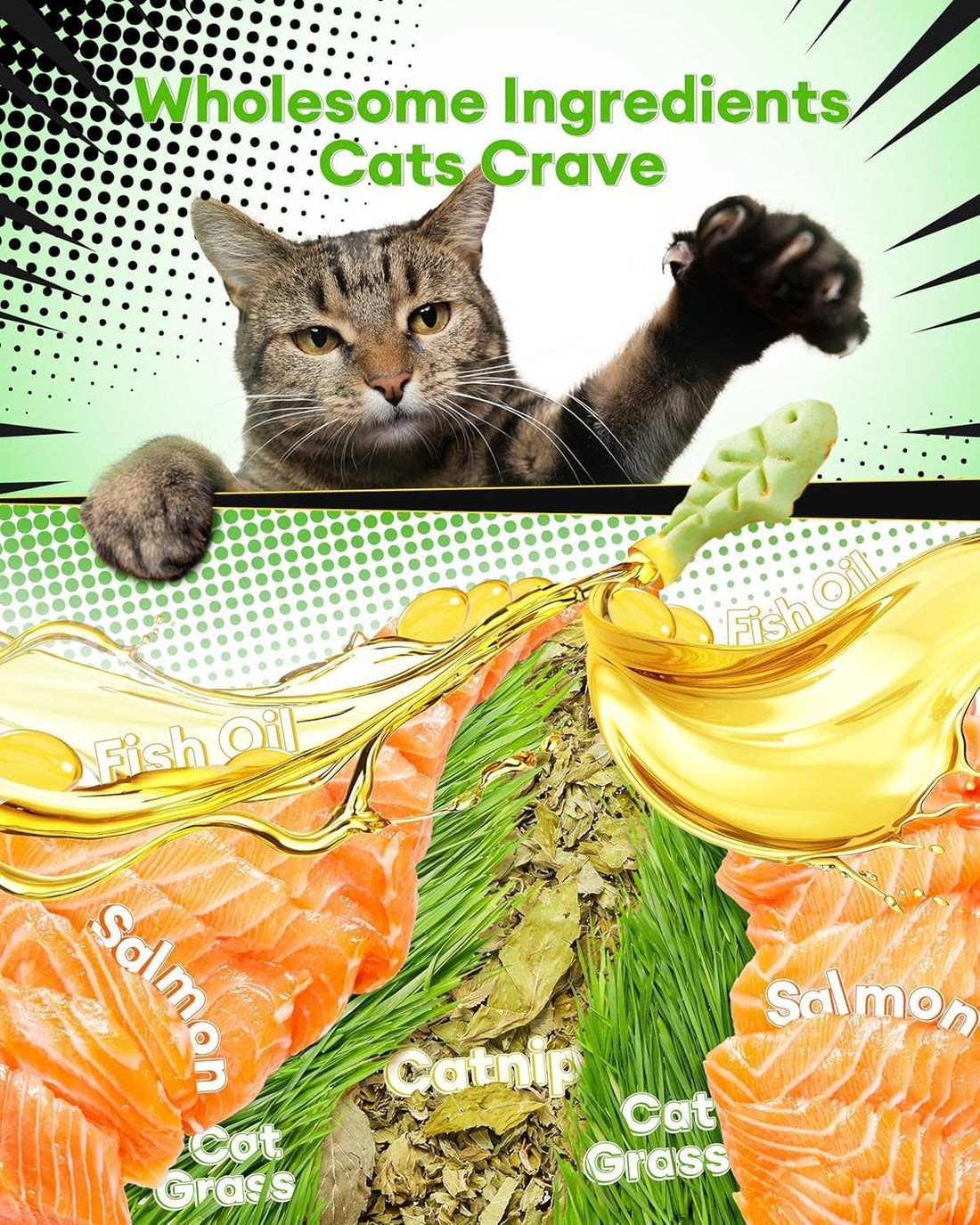3.53oz Cat Grass Treats for Hairball Control, Digestive