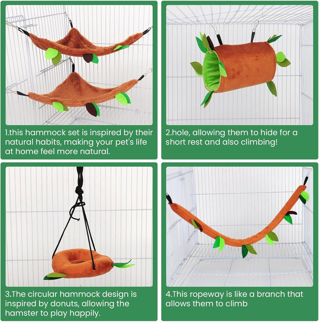 5Pcs Hamster Hammock Sugar Glider Hammock Set for Animal
