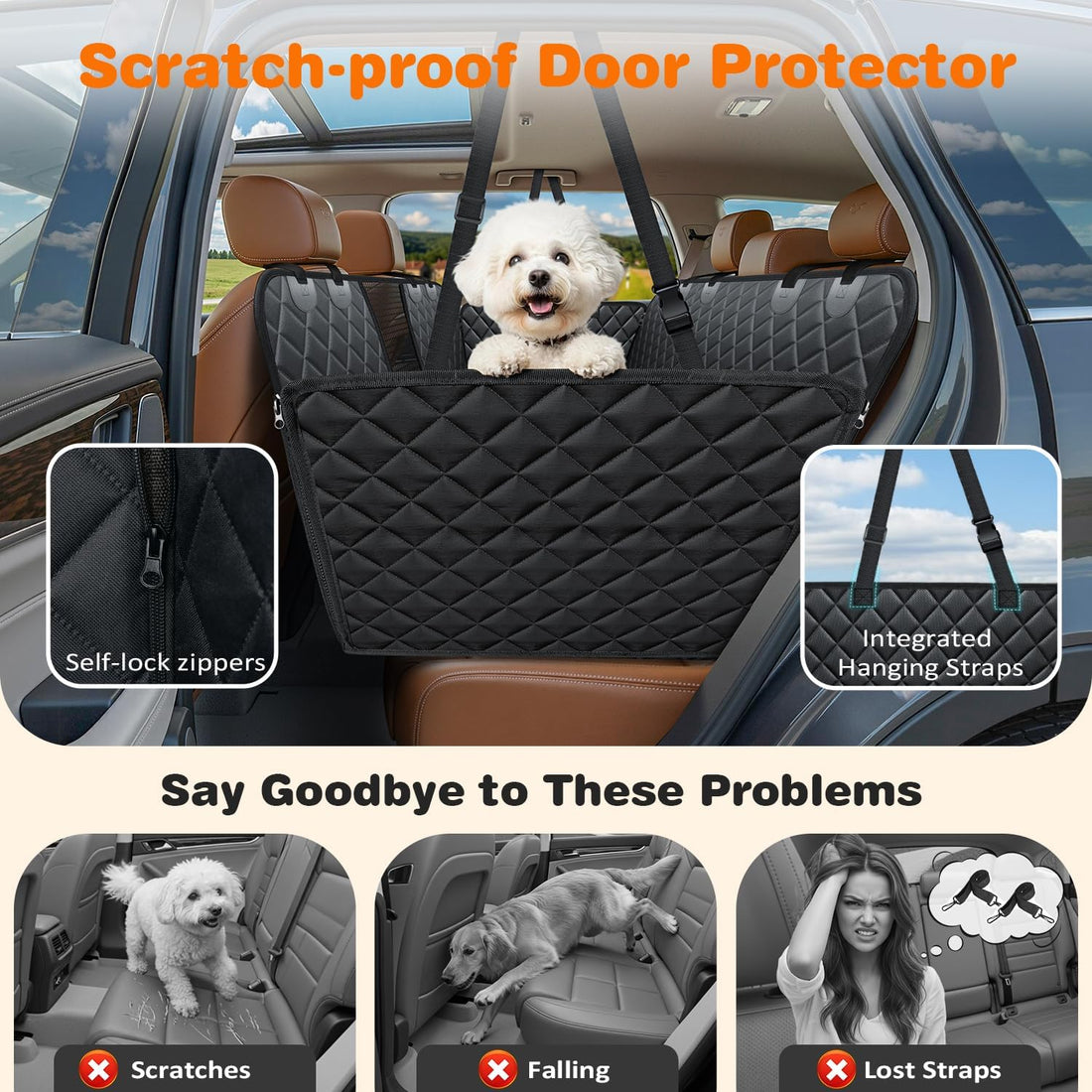 URPOWER 4 in 1 Dog Car Seat Cover for Back Seat
