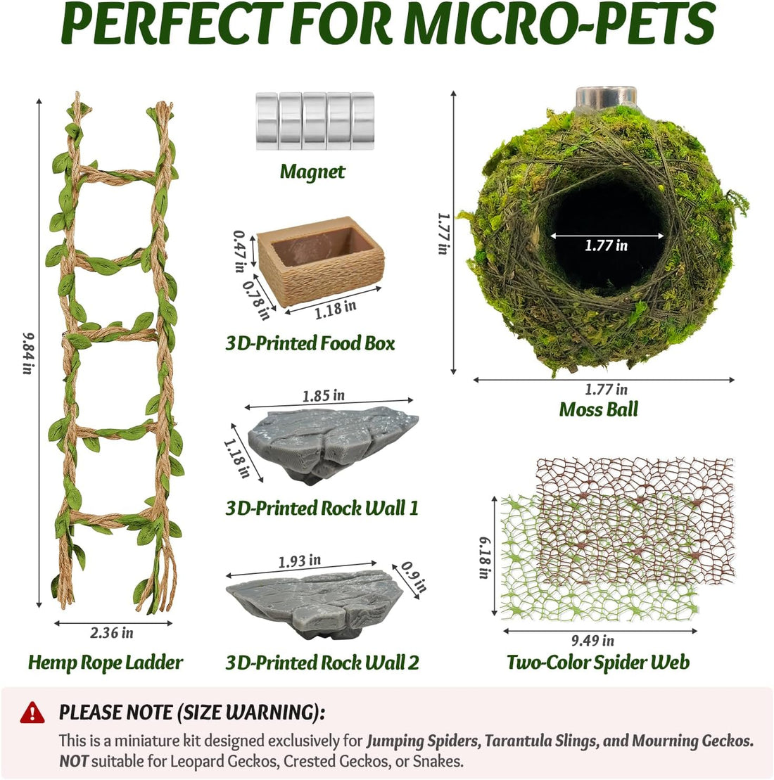 Jumping Spider Enclosure Accessories Kit - Magnetic Moss Ball Hideout
