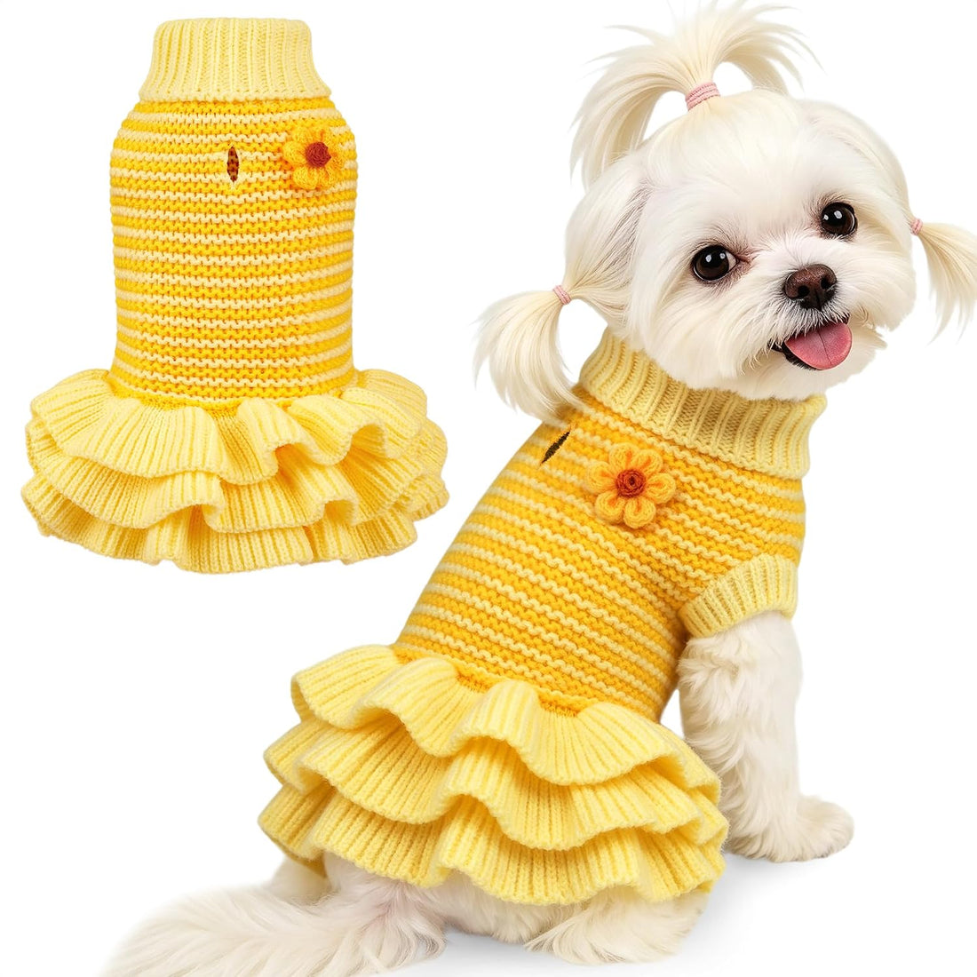 YUDODO Dog Sweater Dress for Small Dogs Girl