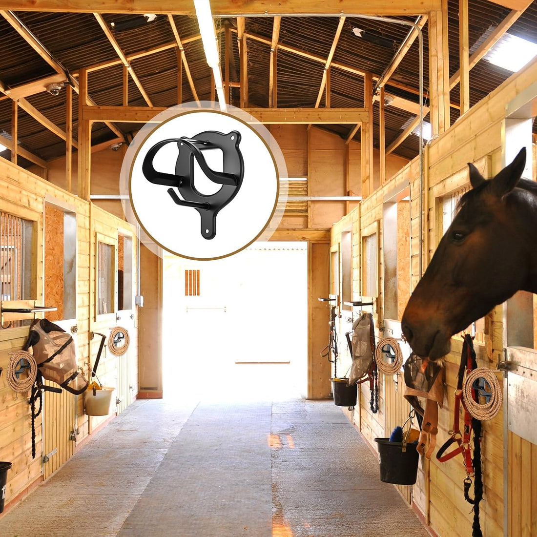 6 Counts Horse Bridle Rack, Metal Bridle Holder with Tubes and Screw