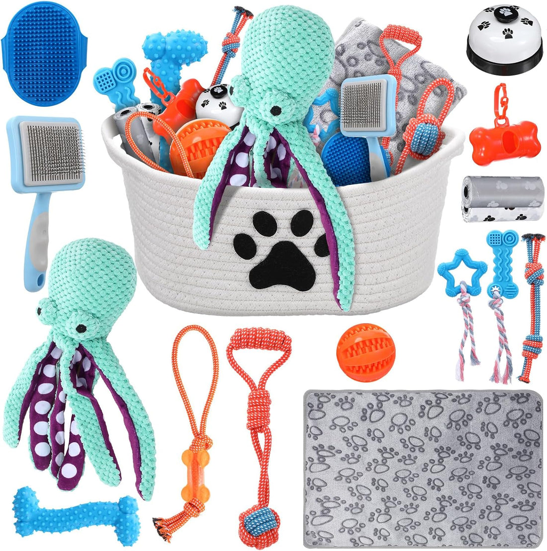 Zopeal 17 Pcs Puppy Gift Set, Dog Toy & Essentials Bundle