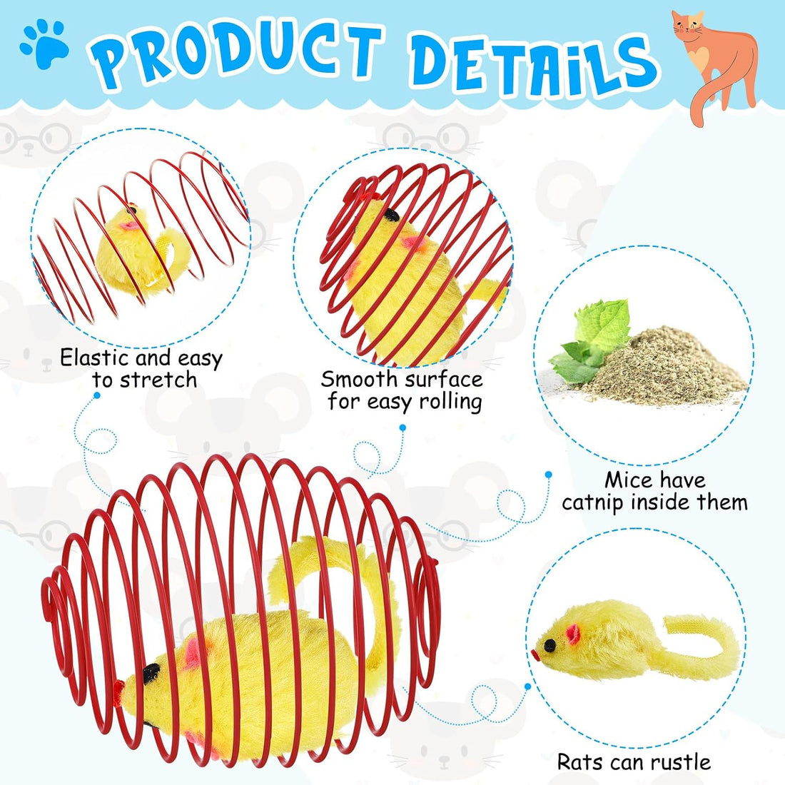 Jecery 5 Pcs Cat Toys Spring