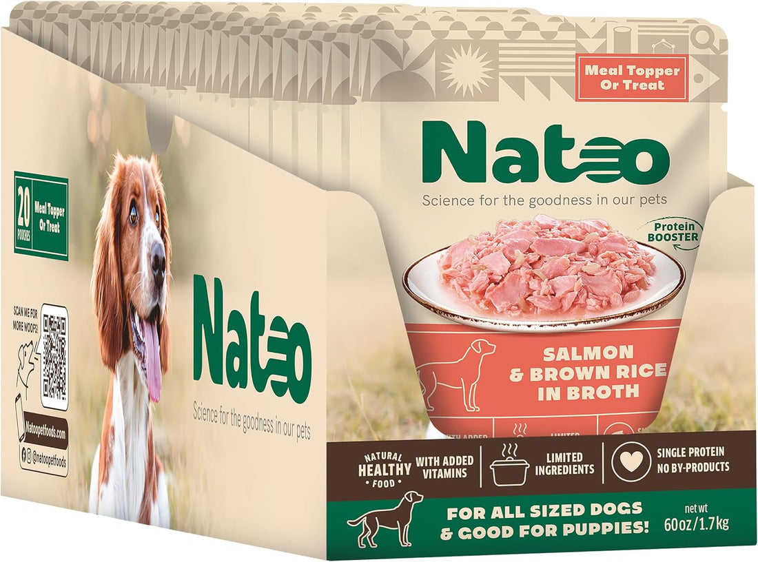 NATOO Dog Food Topper, Salmon with Brown Rice, 3 oz, Case of 20