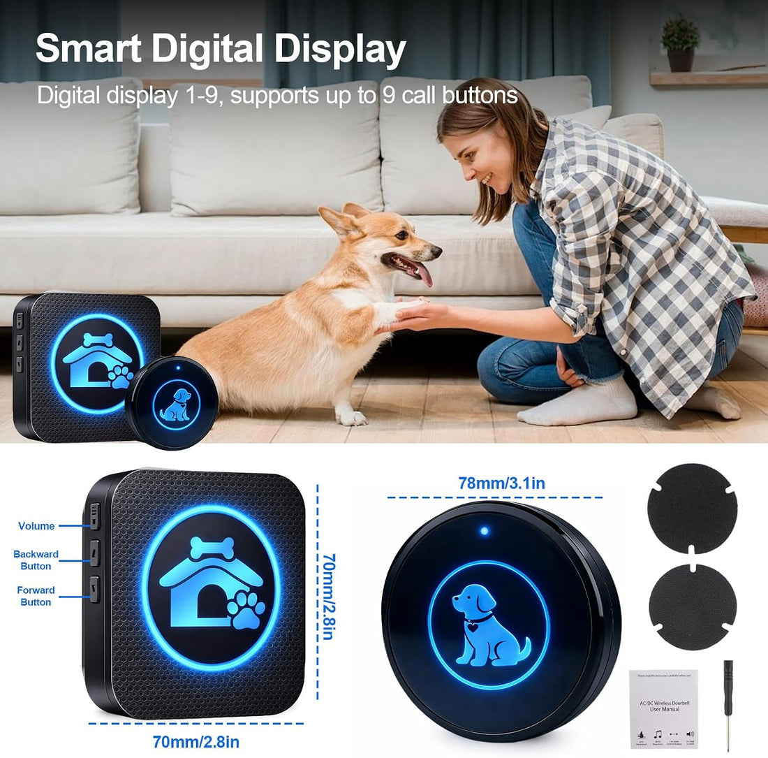 Dog Door Bell for Potty Training, Wireless Dog Doorbells to Go Outside