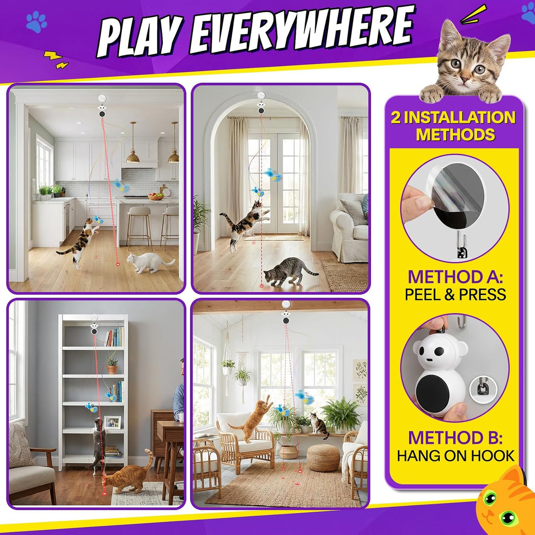 2-in-1 Interactive Laser Pointer Cat Toy & Flying Bird Wand