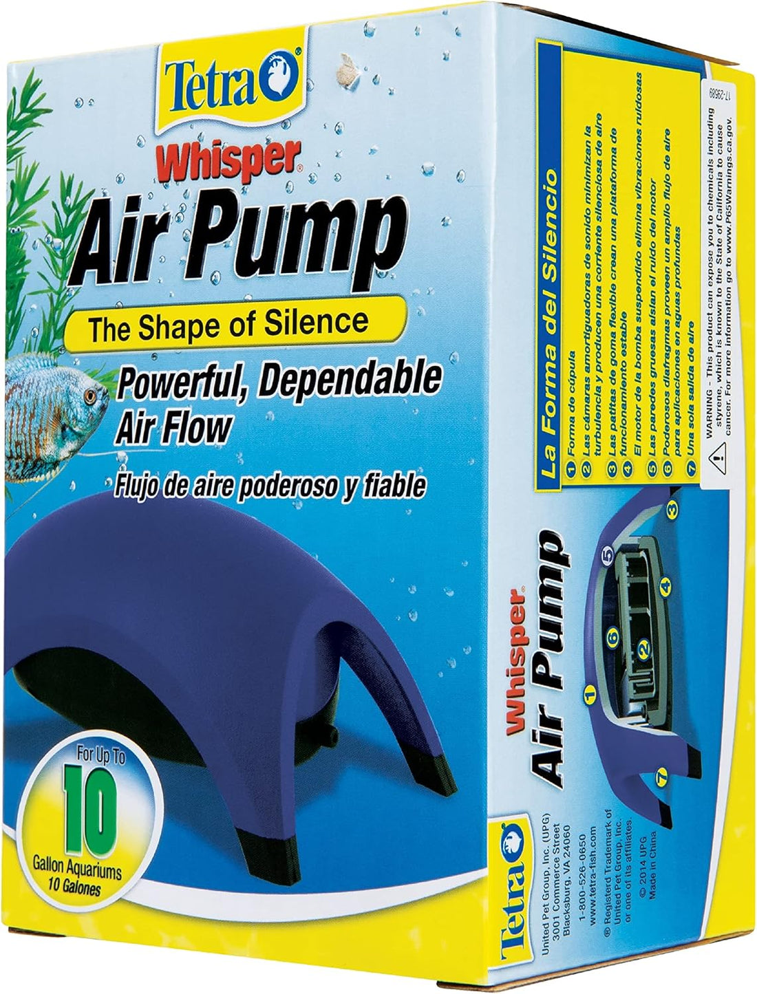 Tetra Whisper Air Pump for Up to 10 Gallon Aquariums, Non-UL