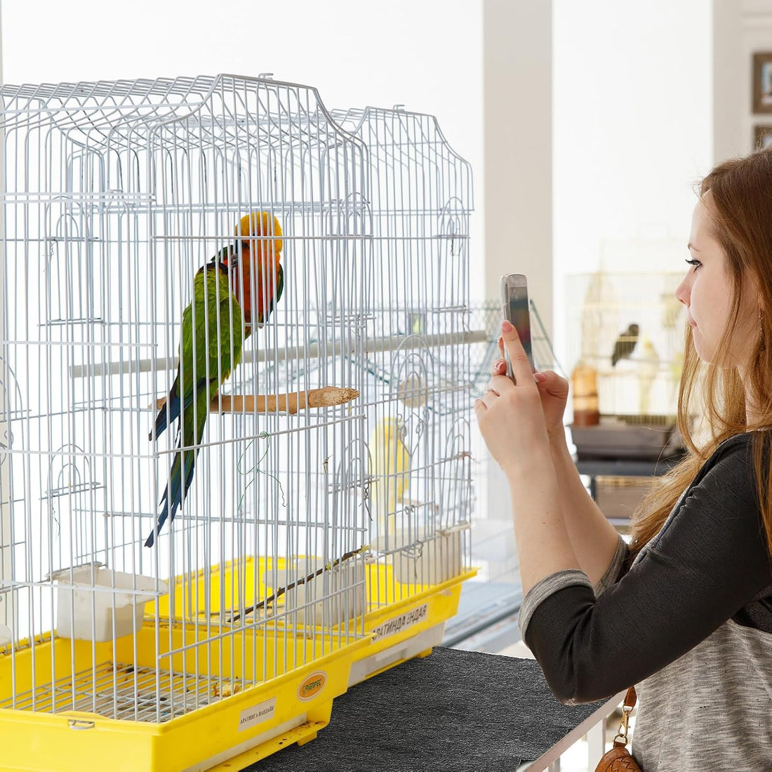 Nuanchu 48 x 48 Inch Large Bird Cage Mat, Under Pet Cage Floor Mat