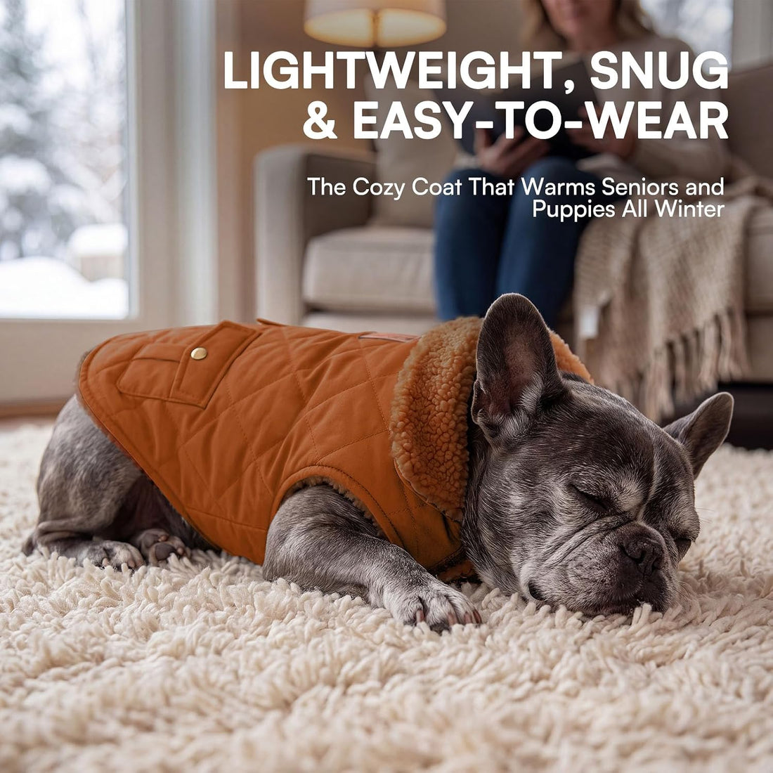 Queenmore Warm Puffer Dog Jacket Thick Plush Lining Winter Small Dog