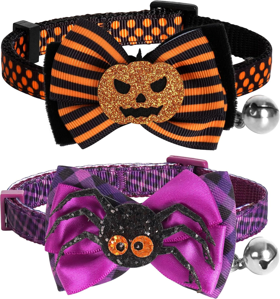 azuza 2 Pack Halloween Cat Collars with Bell