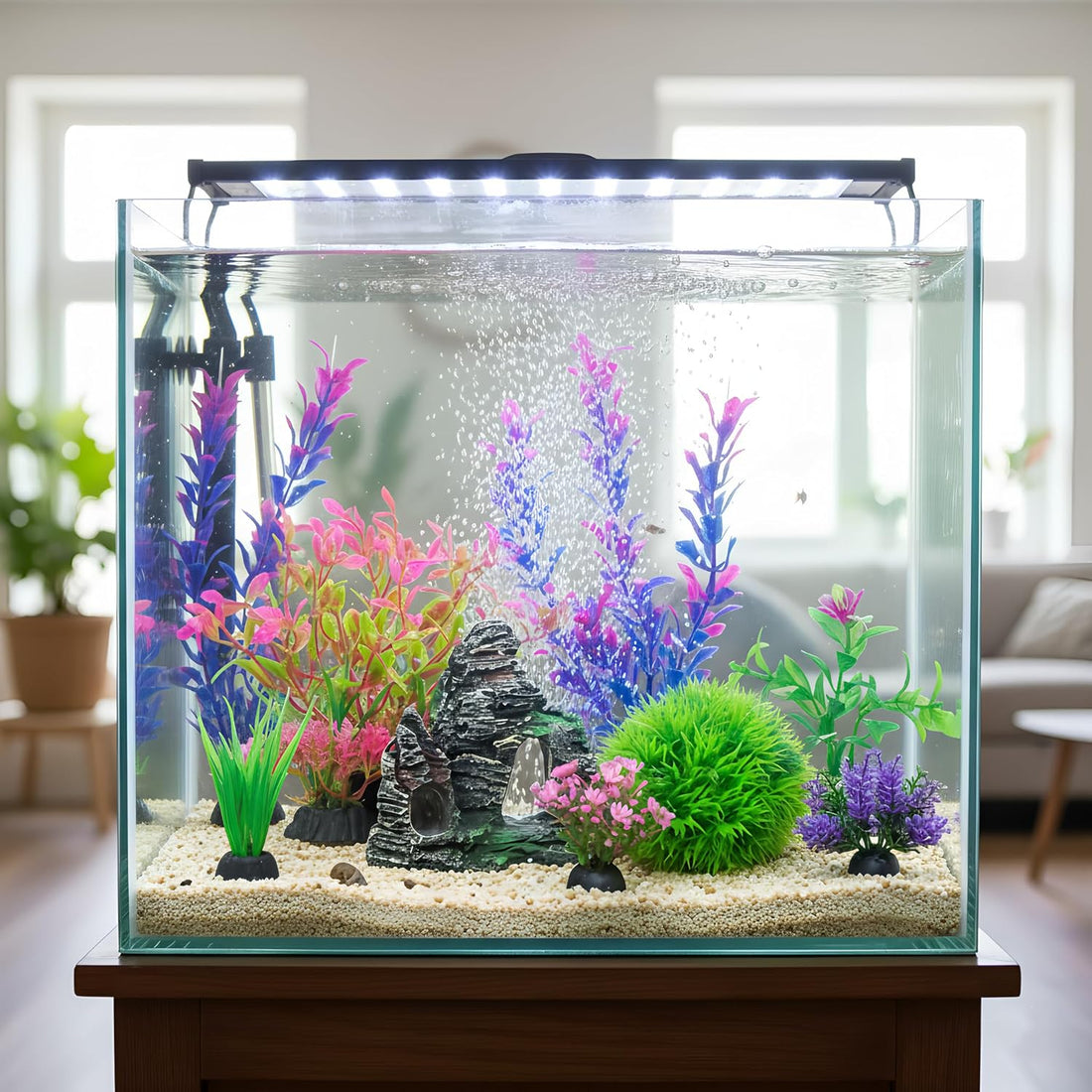 Ameliade Aquarium Artificial Plants & Rock Cave Betta Fish Tank Decor