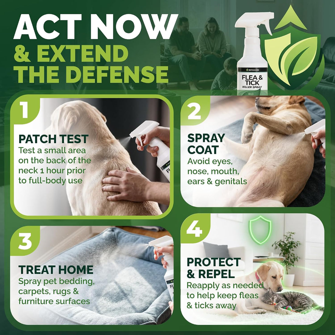 Flea and Tick Killer Spray,16 oz, Pet Friendly, Botanical Formula