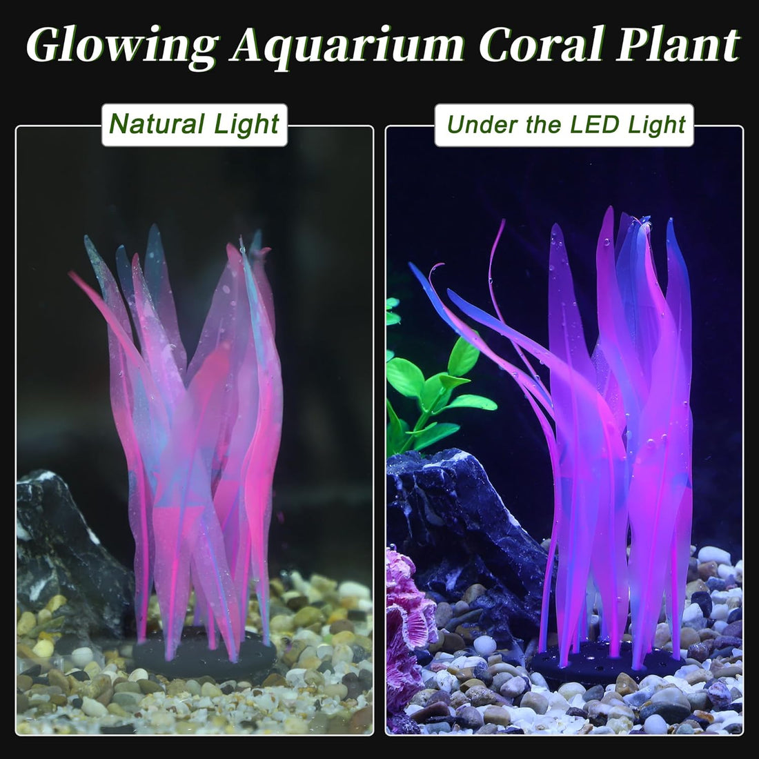 Aquarium Glowing Kelp Plant, Soft Silicone Glowing Decorations Pink
