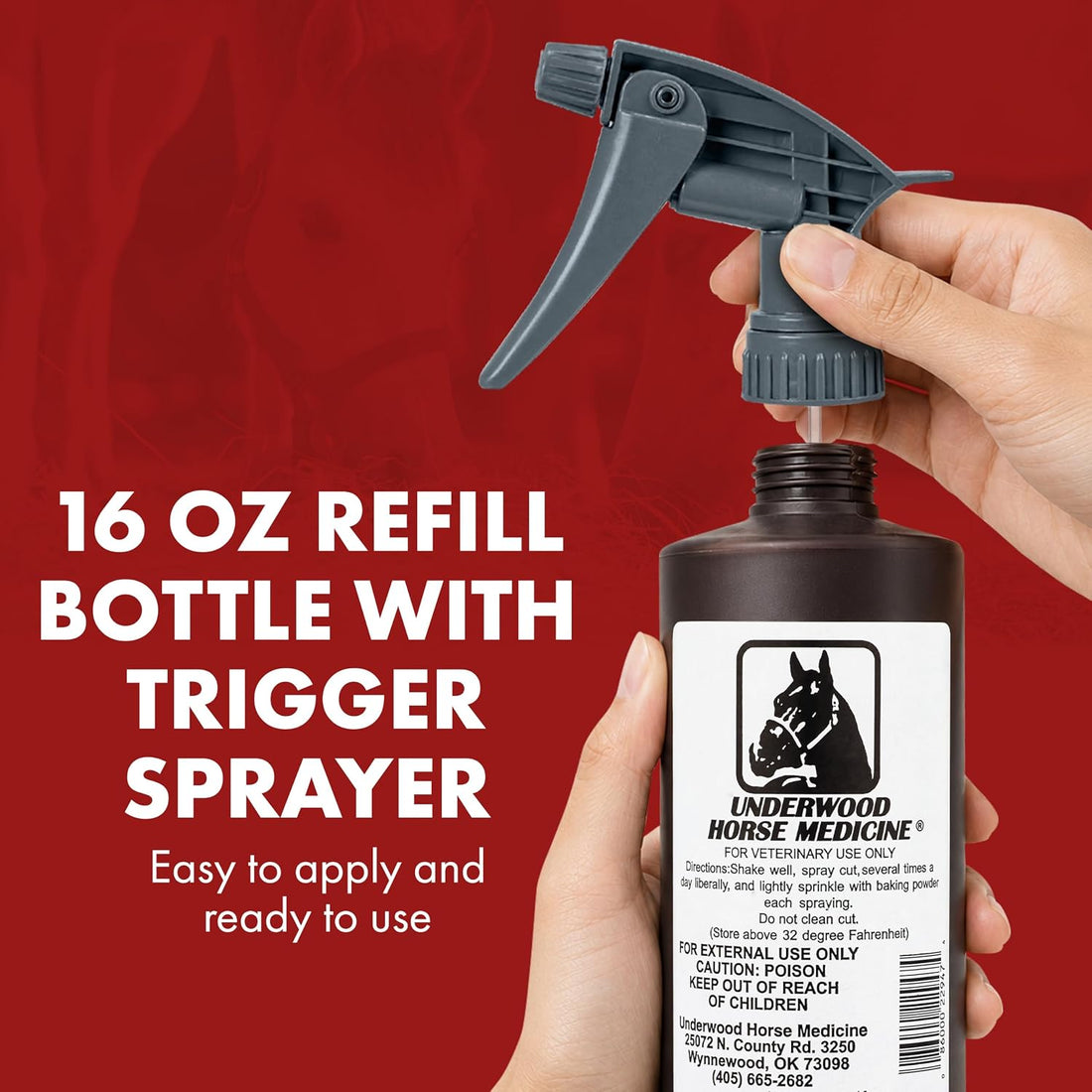 Horse Wound Spray Refill Bottle with Trigger, 16 oz