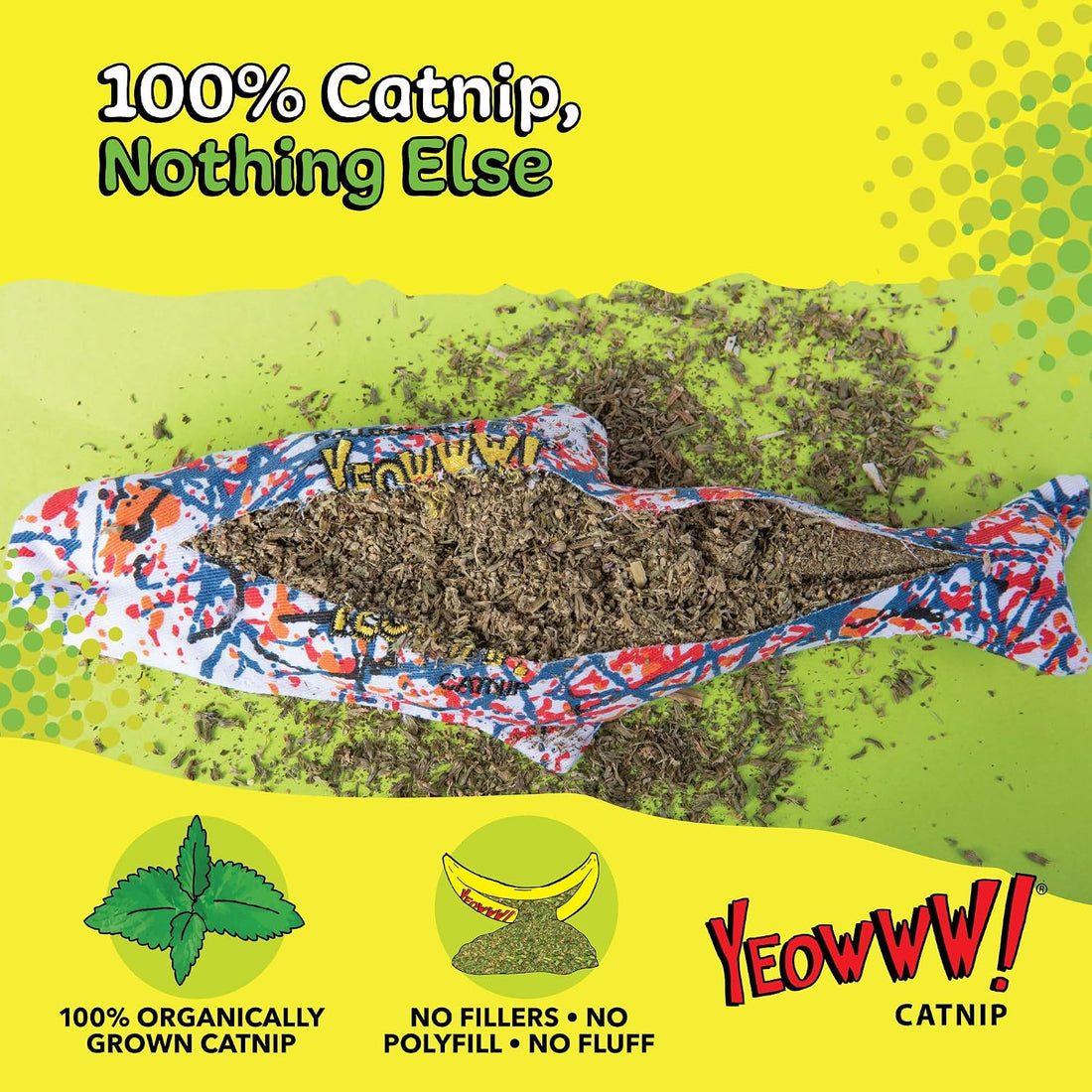 Yeowww! Catnip Pollock Fish Catnip Cat Toy - 10 in Kicker Toy for cats