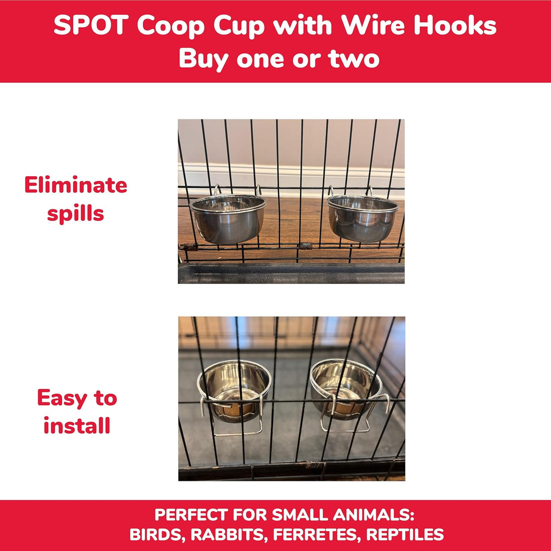 SPOT Stainless Steel Mini Coop Cup with Wire Hooks