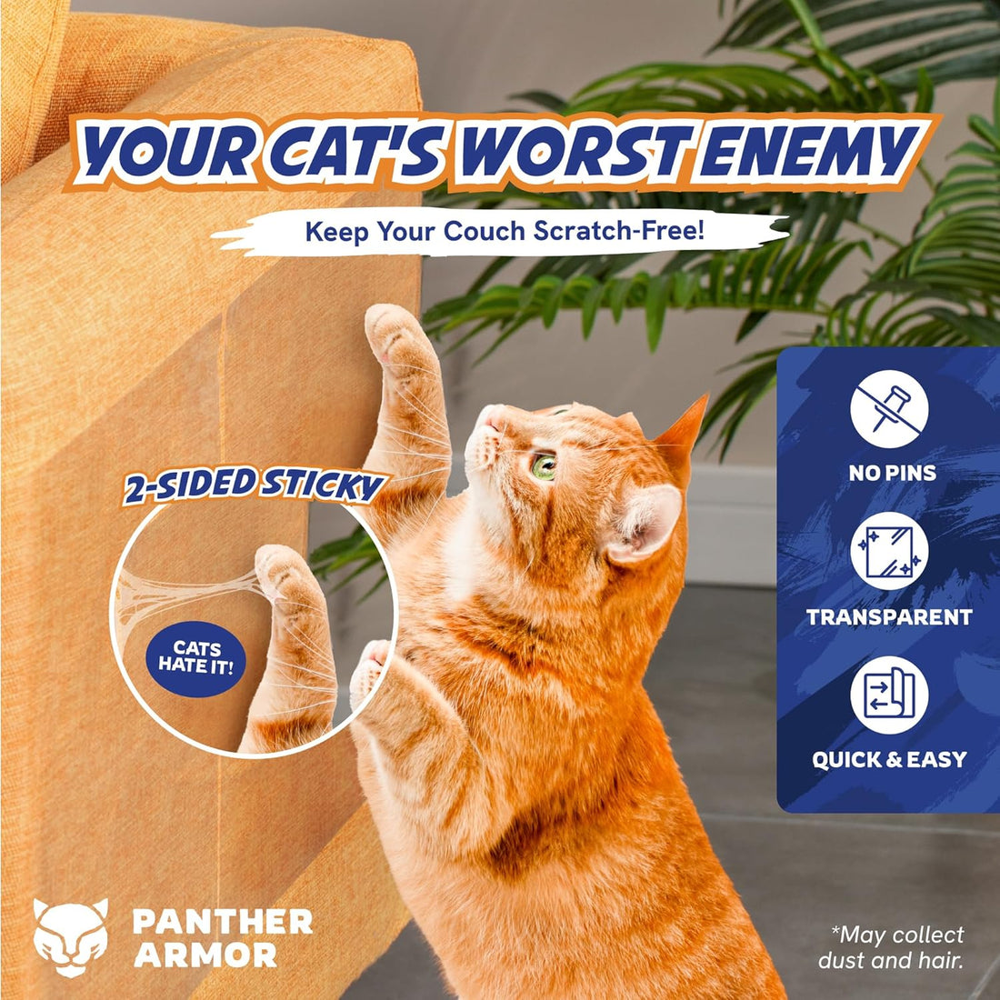 12 Pack Cat Scratch Furniture Protector Tape Sheets