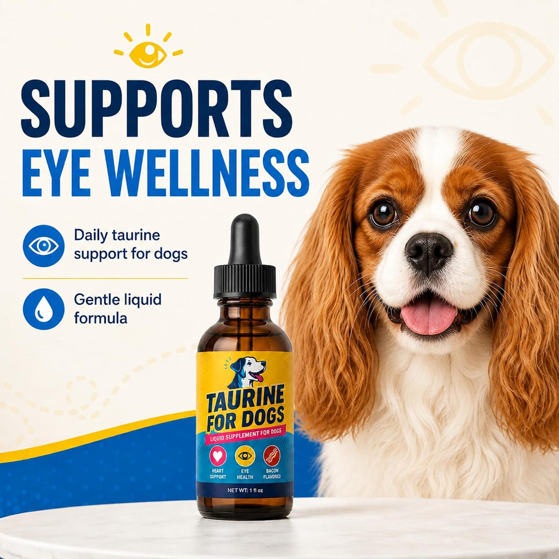 Taurine for Dogs Liquid Supplement, Bacon, 1 fl oz