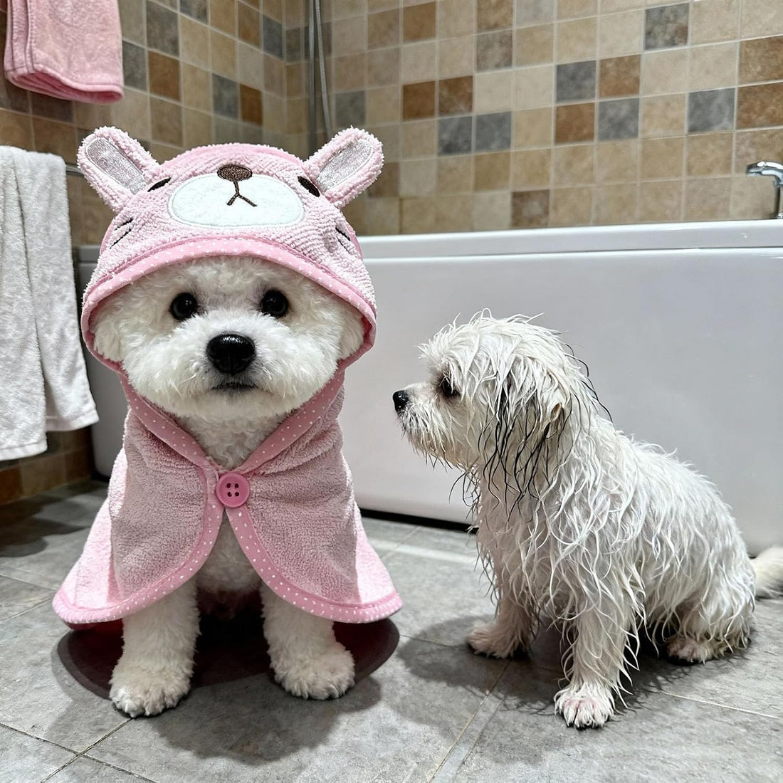 Dog Hooded Bathrobe Towel Fast Drying Absorbent Bath Warm Blanket