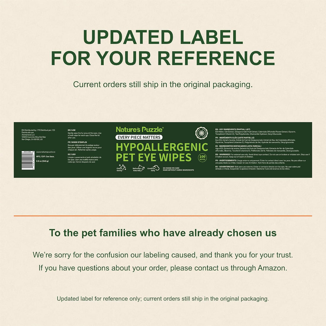 Pet Eye Wipes for Dogs & Cats, 100 Count Tear Stain Pads