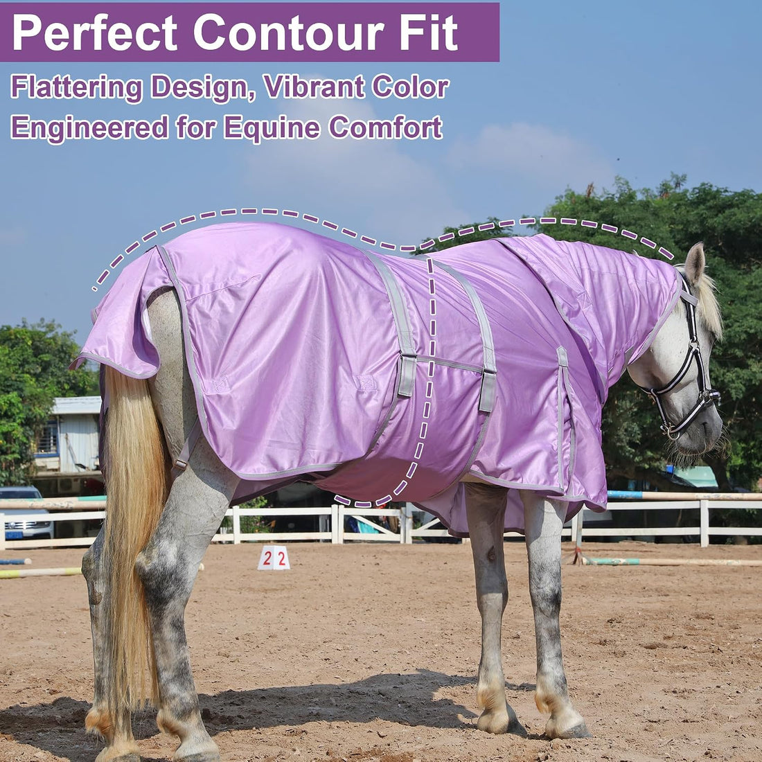 LEAFOREST Horse Fly Sheet with Neck Cover & Belly Band Mesh UV
