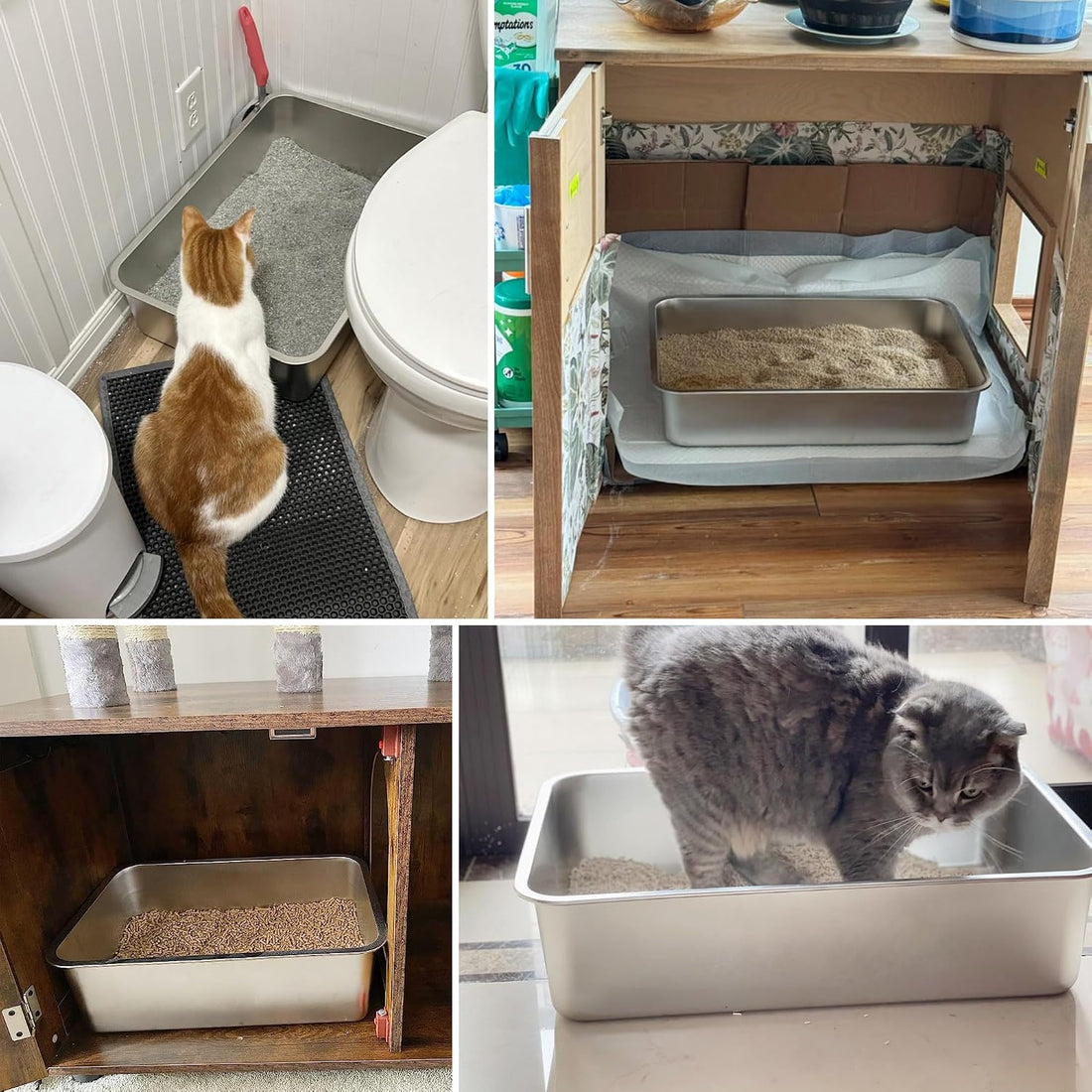 Stainless Steel Litter Box, 23.6“x15.7"x6" Deep Stainless Steel Cat