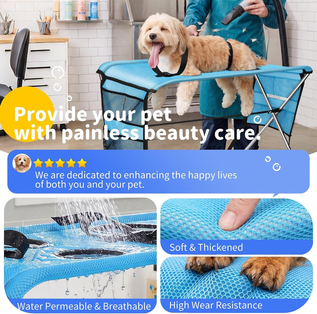Foldable Dog Grooming Hammock with Stand for Small Dogs & Cats