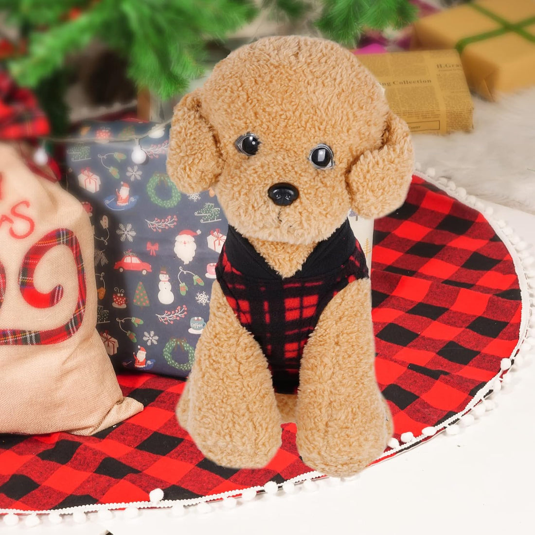 Rbenxia 4 Pieces Buffalo Plaid Dog Sweaters with Leash Ring Soft
