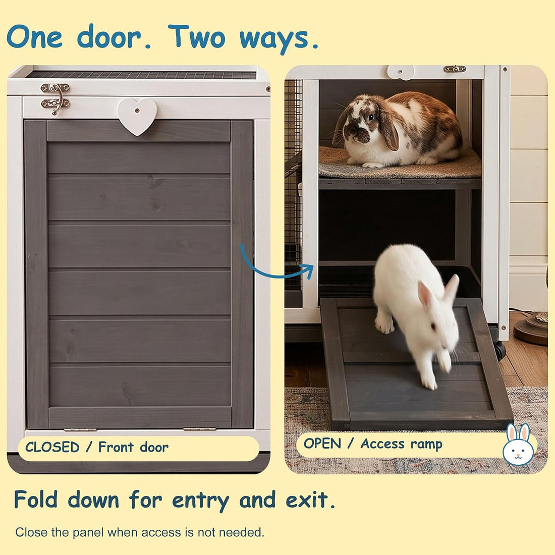 Wooden Rabbit Hutch Indoor Large Bunny Rabbit Cage Grey 34"