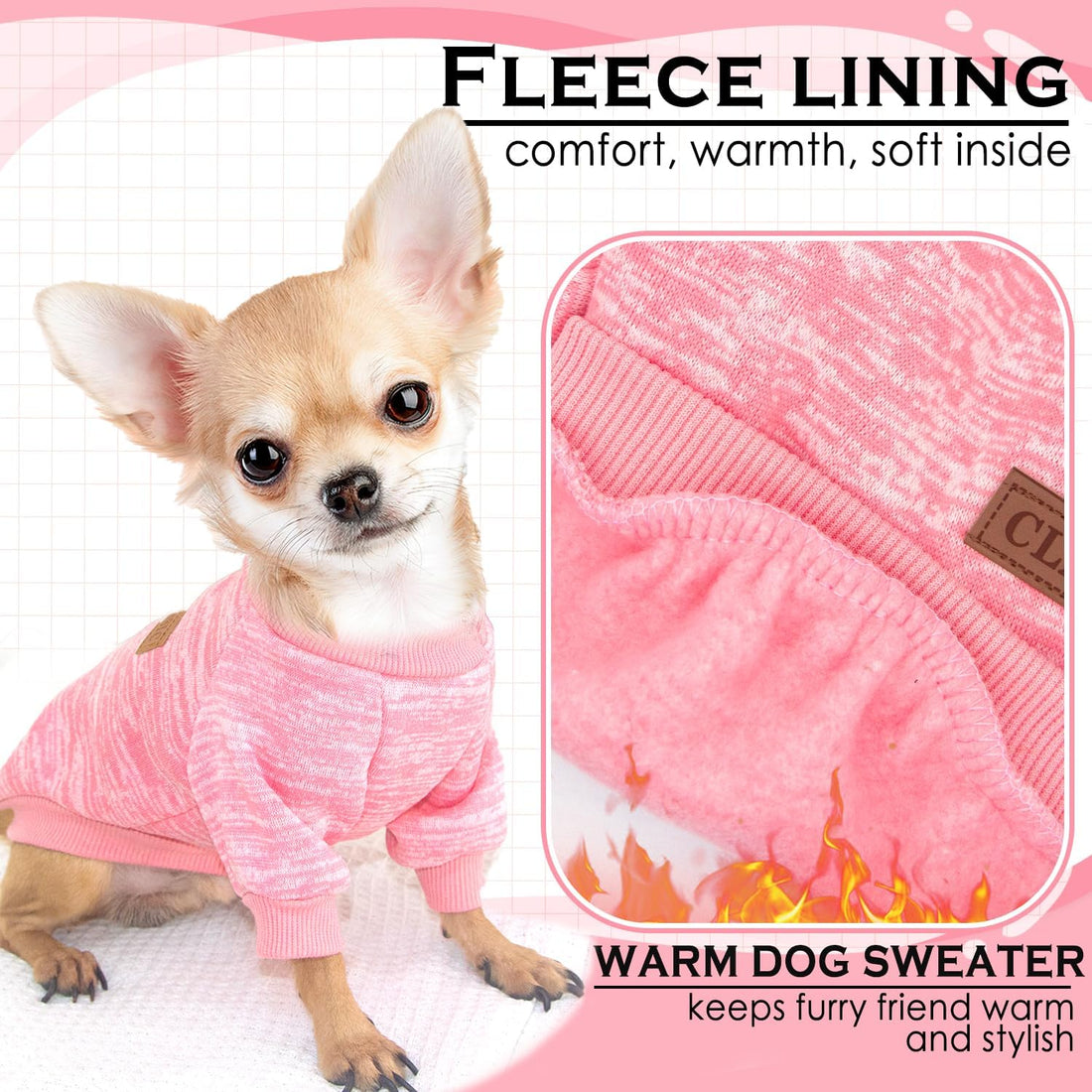 2 Pack Dog Sweaters for Small Dogs Girl Boy Fleece Puppy Sweater Warm