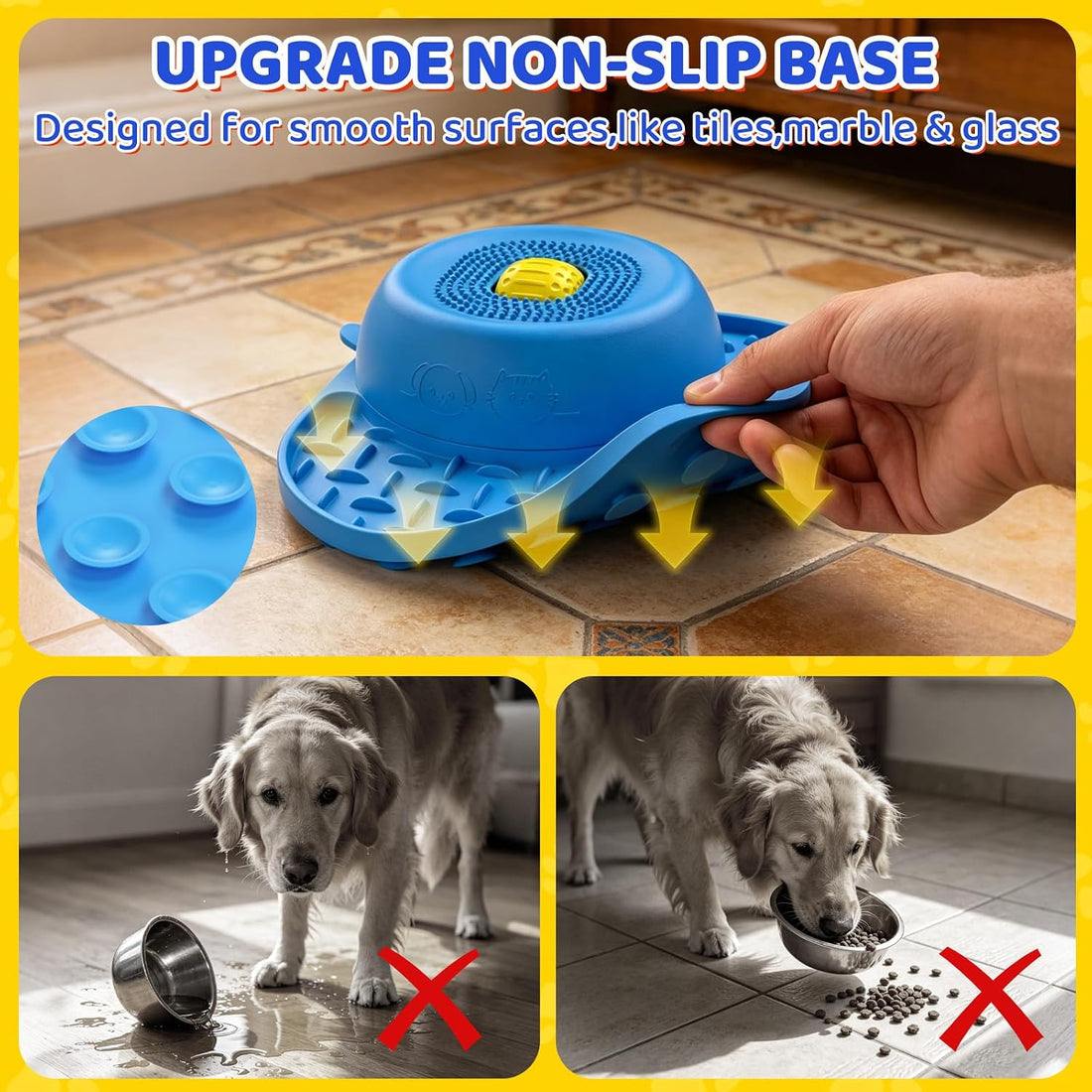 Slow Feeder Dog Bowls, Lick Mat & Interactive Rolling Ball