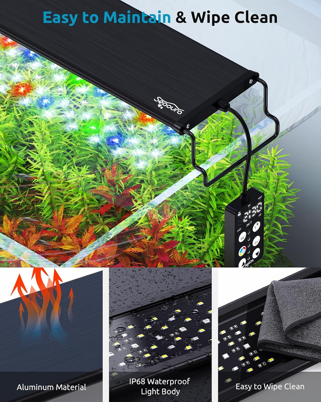SEAOURA Aquarium Planted Light with 24/7 Timer for 48-54in Fish Tank