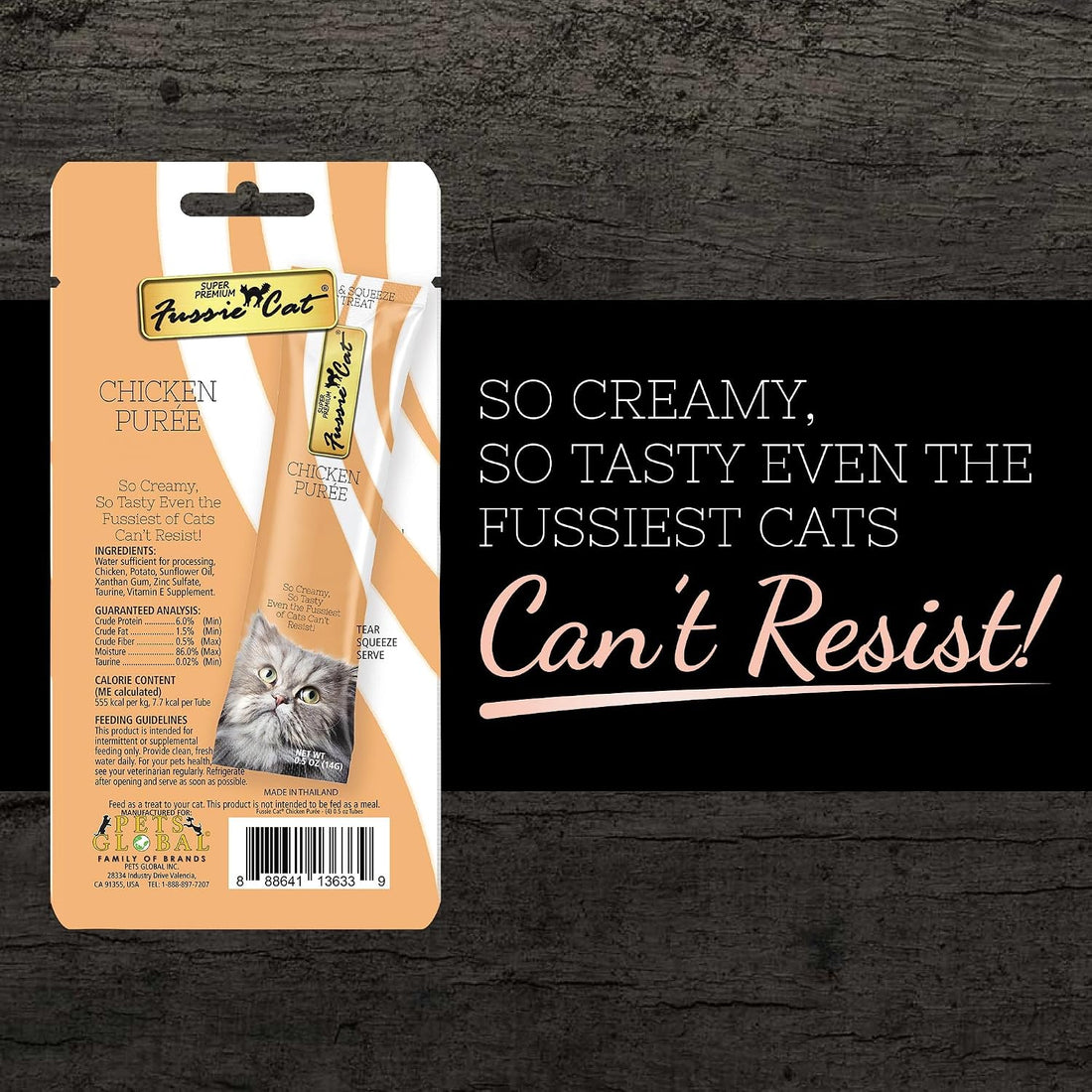Fussie Cat Chicken & Duck Puree, Lickable Cat Treats, 0.5oz x4