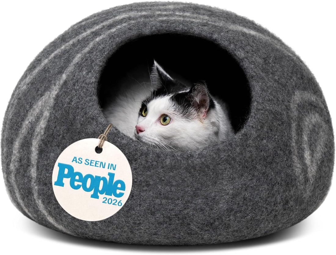Cat Cave – Natural Wool – Self-Warming Hideaway for Indoor Cats