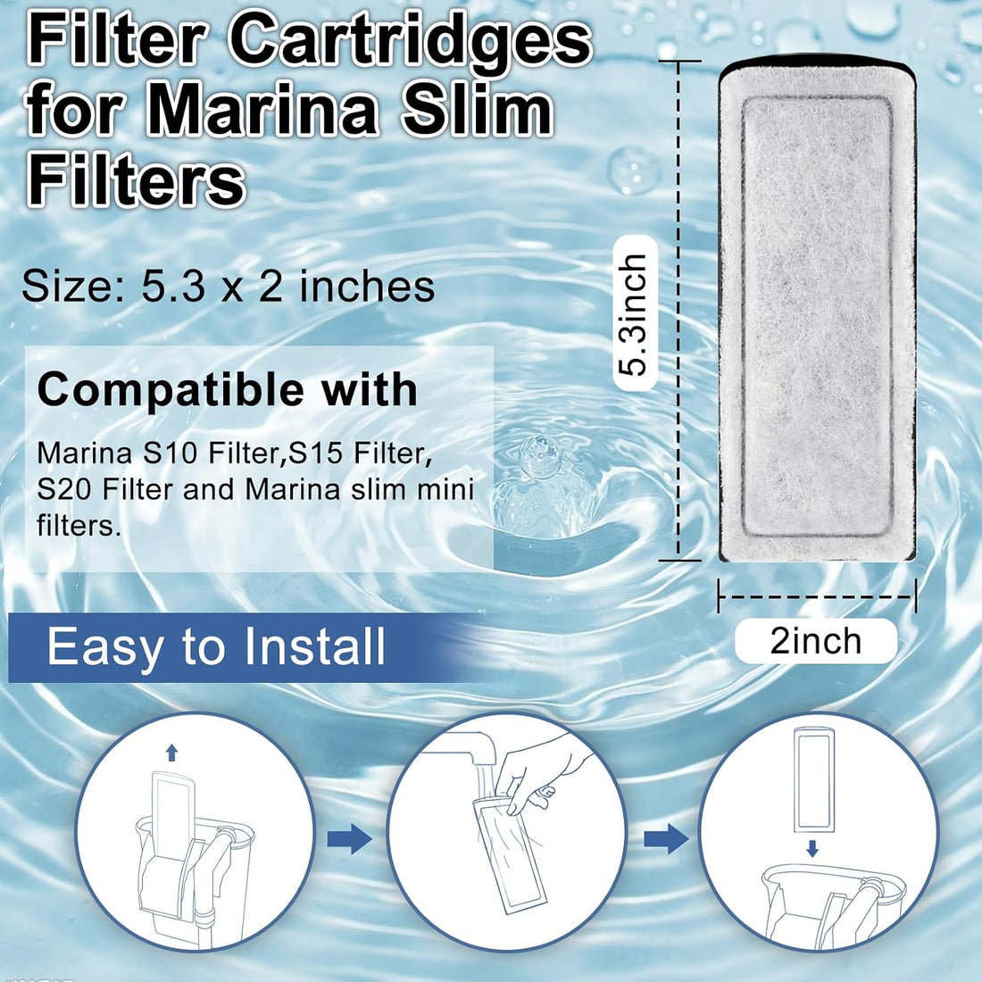 Pryitier 8 Pack Filter Cartridge for Marina Slim Filter S10/S15/S20