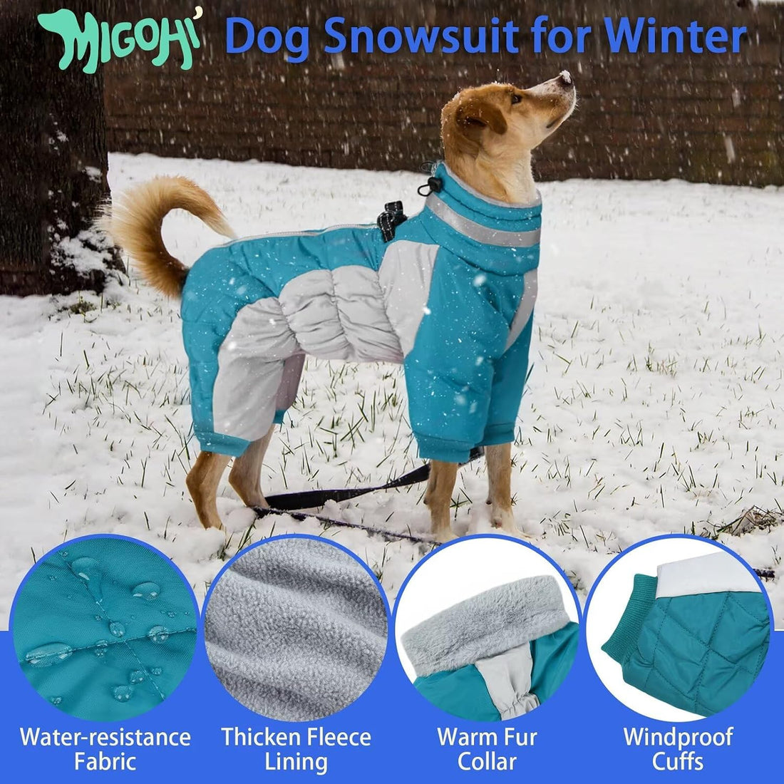 MIGOHI Full Body Dog Coat,Warm Coats for Small Medium Dogs, M
