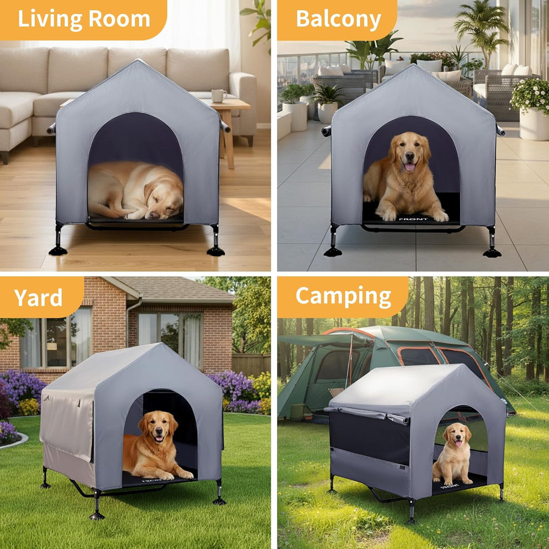 Pawmmo 42" Dog House Outdoor Indoor with Breathable Mesh Windows