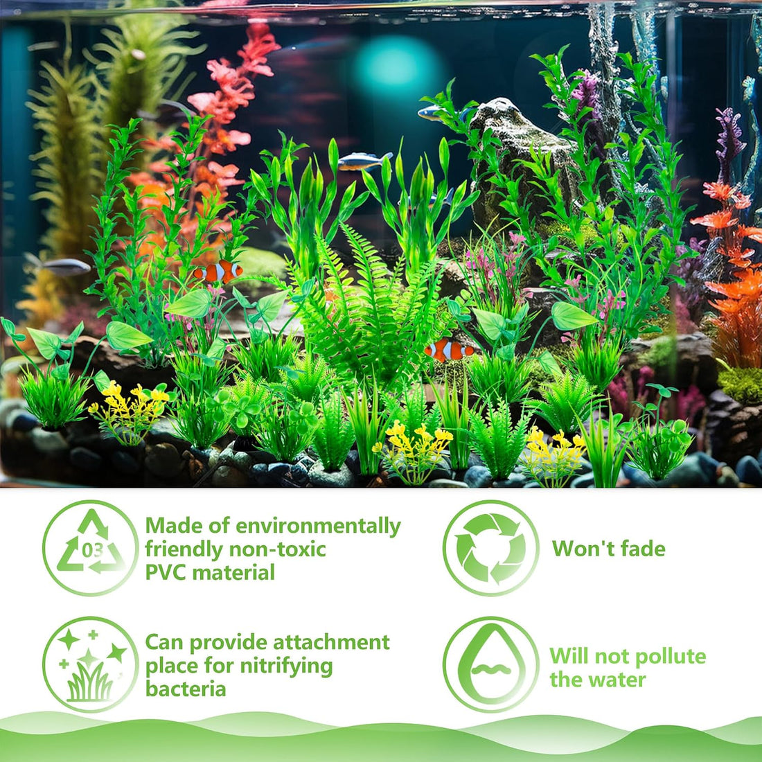 Ameliade Aquarium Artificial Plastic Plants Large Fish Tank Decor