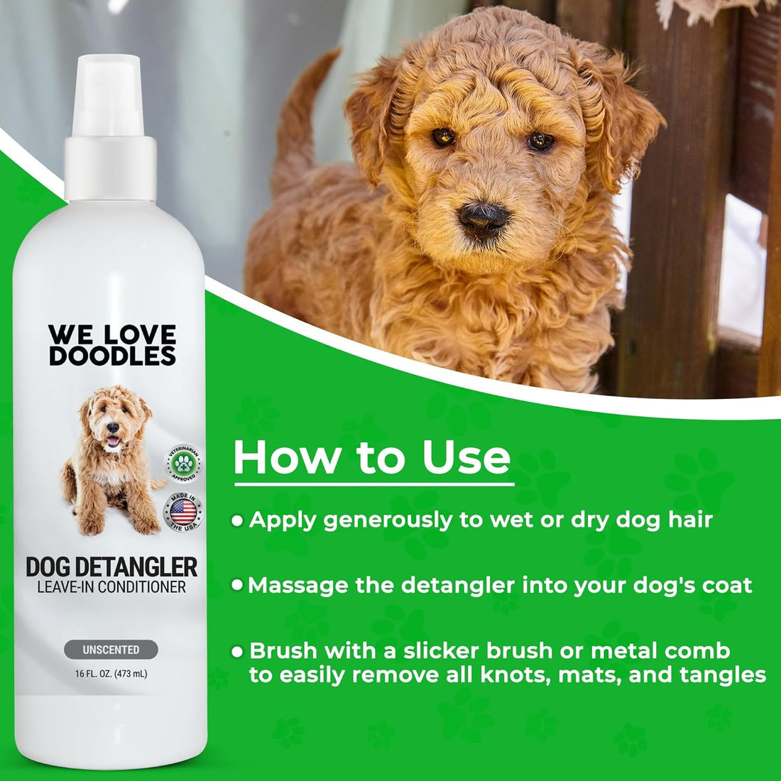 Dog Detangler Spray, Leave-in Conditioner Spray for Dogs, Unscented
