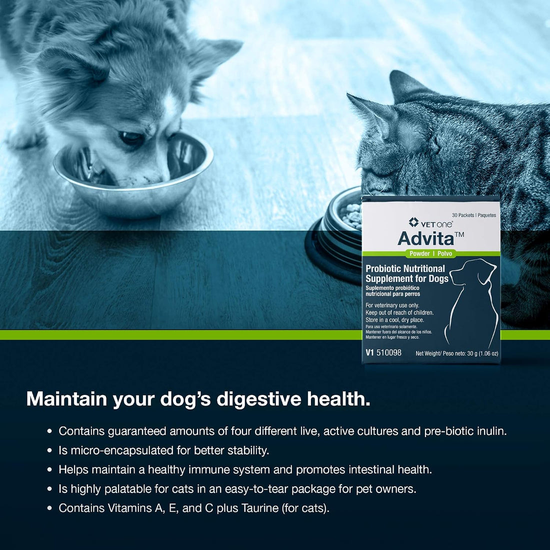 VetOne Advita Probiotic Nutritional Supplement for Dogs - 30