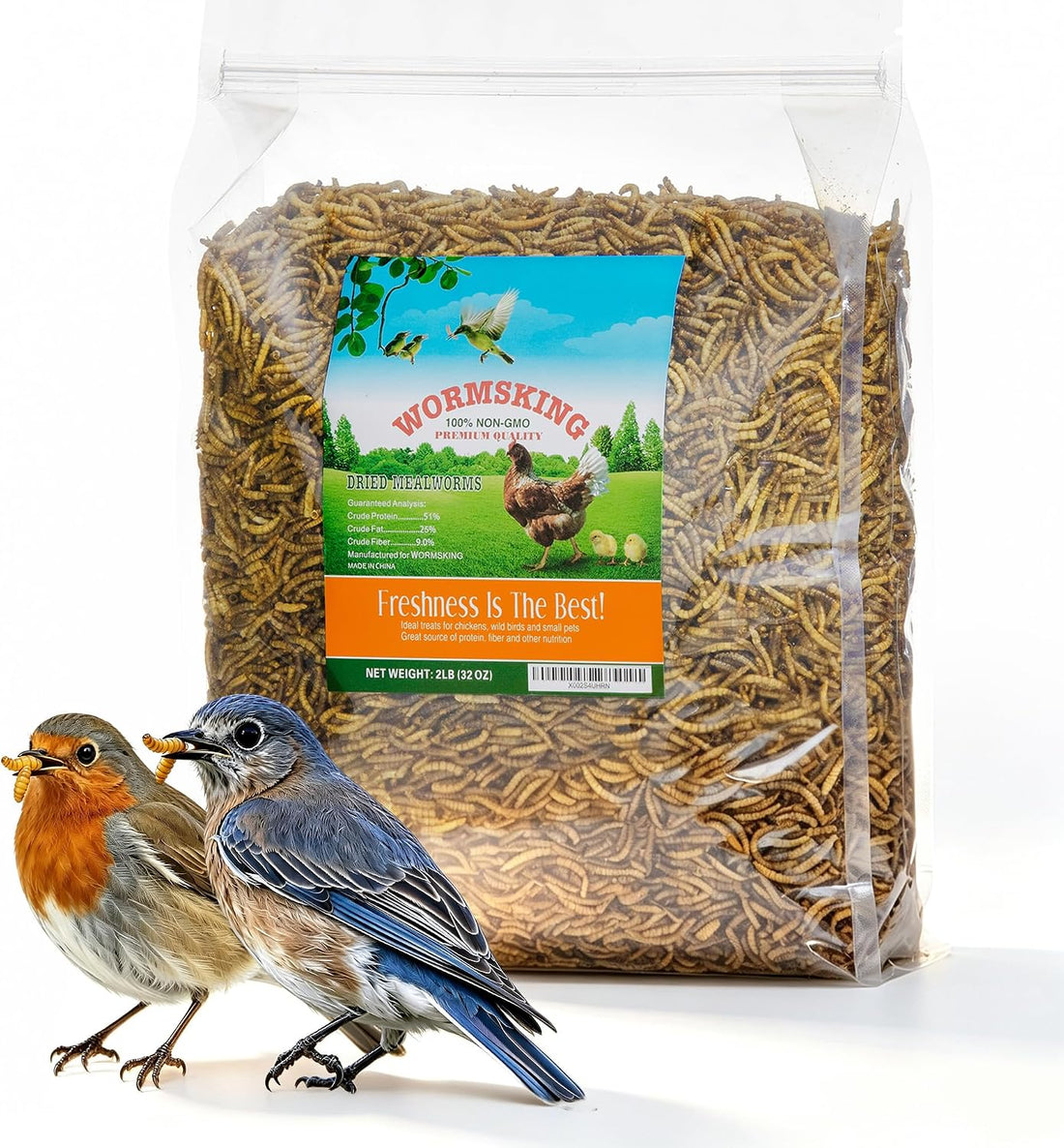 WORMSKING 2LB Dried Mealworms for Poultry