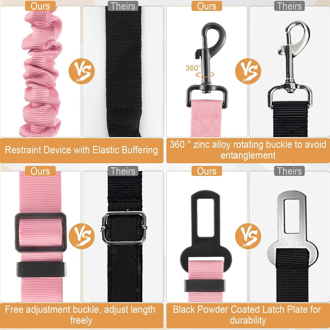 LivTee Dog Seat Belt for Car, Retractable Pet Safety Harness