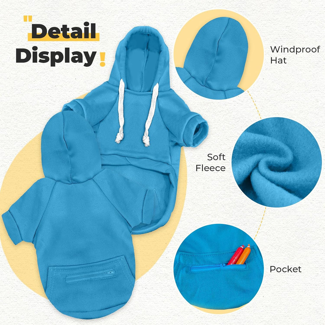 PETCARE Basic Dog Hoodie Sweaters for Small Medium Large Dogs Cats